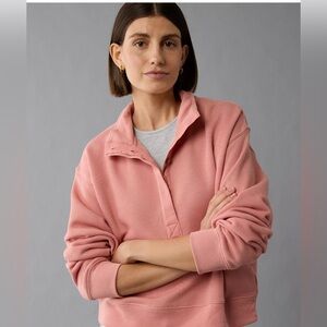 American Eagle Coral Henley Sweater